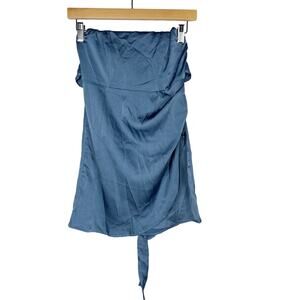 New Cider XSmall XS Blue Satin Tie Back Strapless Mini Dress Cocktail Tube
